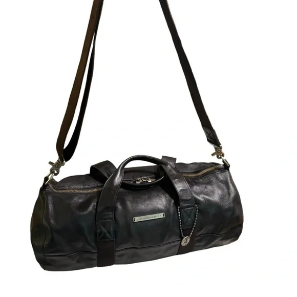 John Varvatos Dark Leather Duffel Bag - Picture 8 of 15